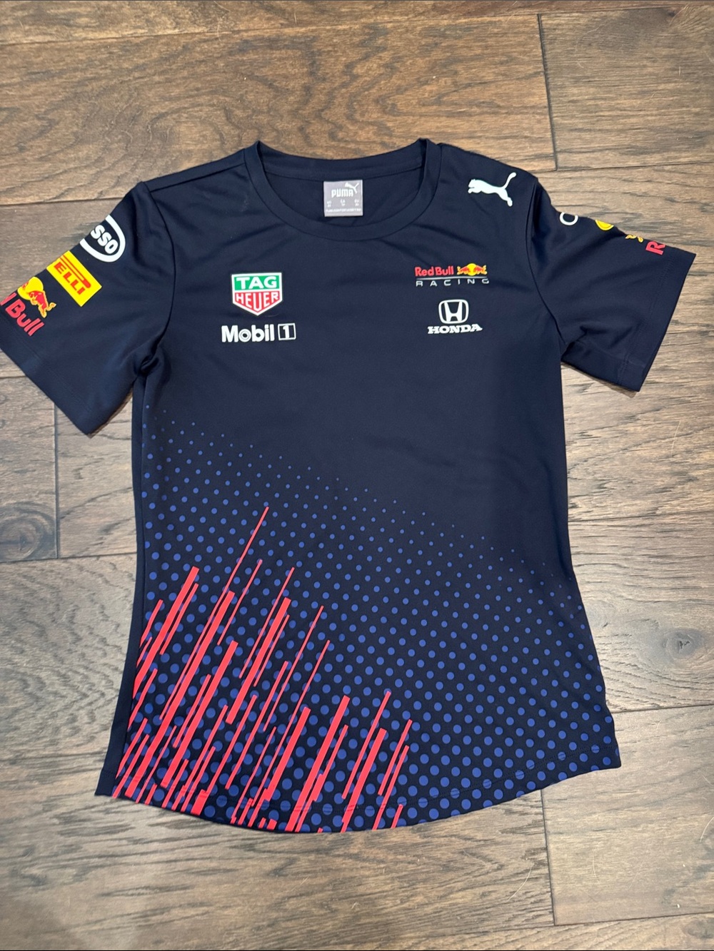 Puma Navy Red Bull Formula 1 Racing Graphic Womens Tee - Navy & Red